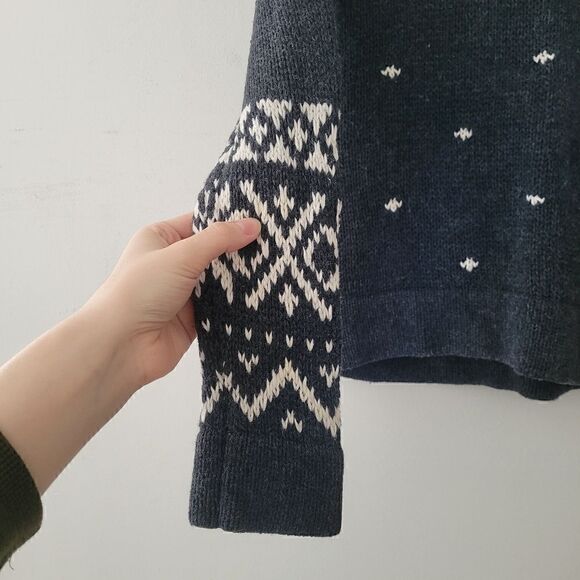 Vintage B. Moss Knit Nordic Turtleneck Sweater Gray/White Cotton Blend M - Picture 3 of 9